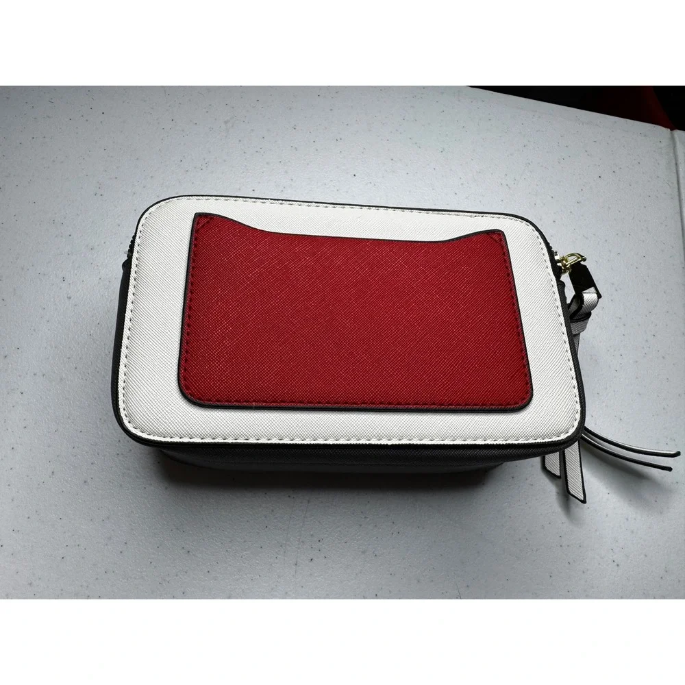 Marc Jacobs The Snapshot Crossbody Bag White Red Black Saffiano Leather Gold HW